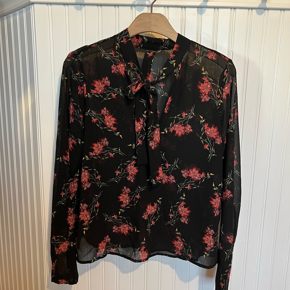 Black floral blouse